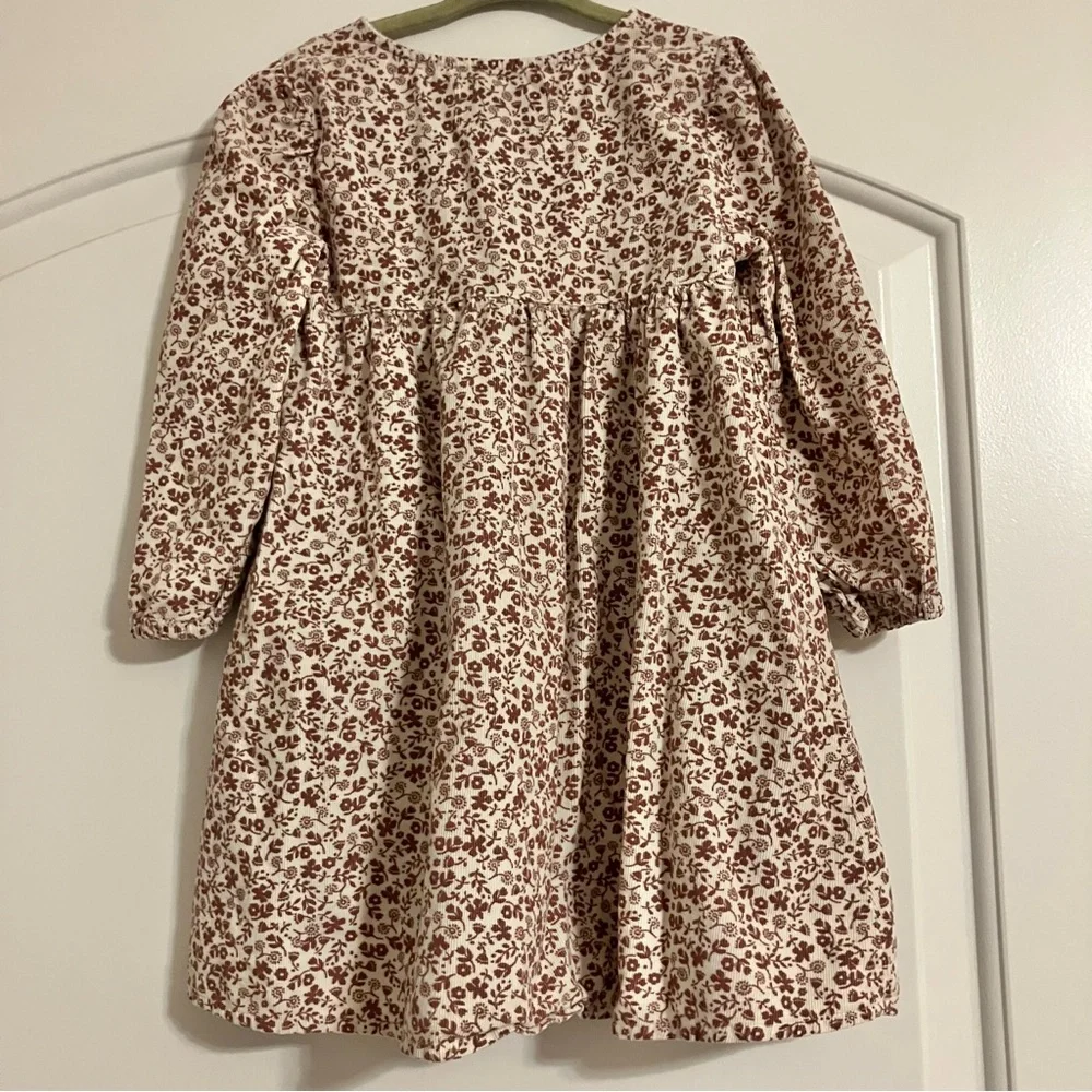 Old Navy Girls Sz‎ 4T Boho Cottage Core White/ Plum Floral Corduroy Dress